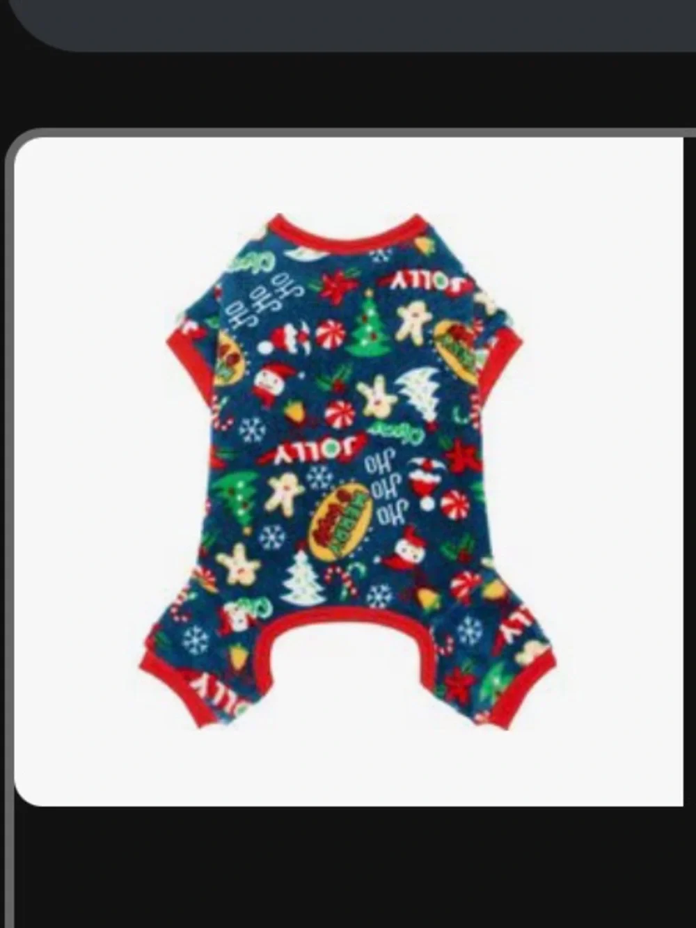 Festive Christmas Fleece Dog Pajamas with Red Trim